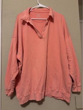 Aerie Coral Pink Oversized Pullover Sweatshirt Large
